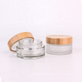 bamboo cosmetic packaging glass jar 120g clear frosted glass bamboo cream jar